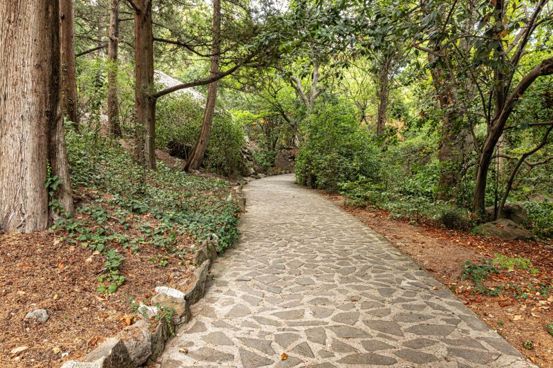 Natural Stone Pavers in a Garden Path